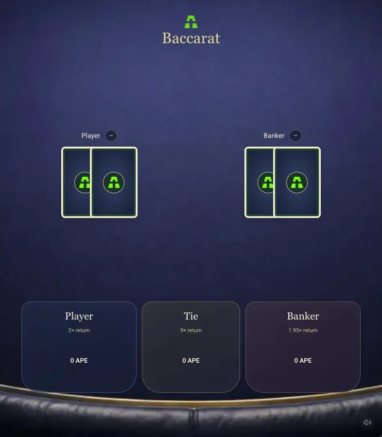 Baccarat: game interface captured from the supplied game page without playing.