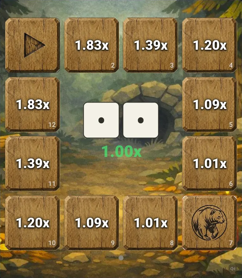 Bear-A-Dice: game interface captured from the supplied game page without playing.
