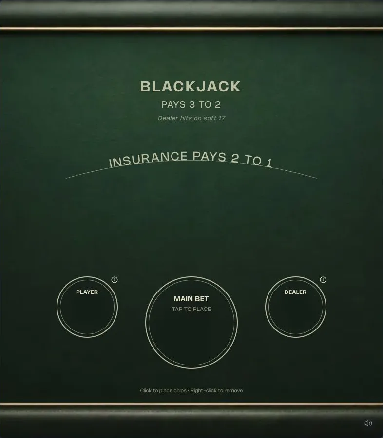 Blackjack+: game interface captured from the supplied game page without playing.