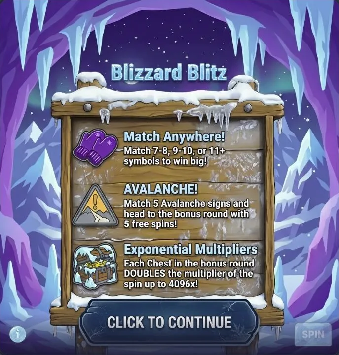 Blizzard Blitz: opening screen captured from the supplied game page without playing.