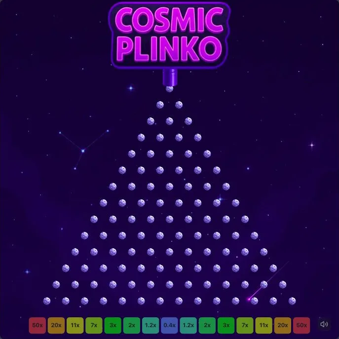 Cosmic Plinko: game interface captured from the supplied game page without playing.