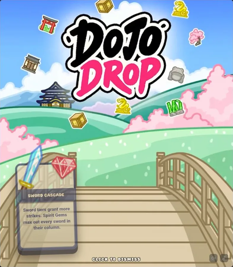 Dojo Drop: opening screen captured from the supplied game page without playing.