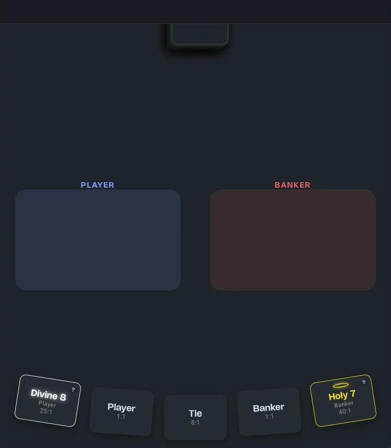 EZ Baccarat: game interface captured from the supplied game page without playing.