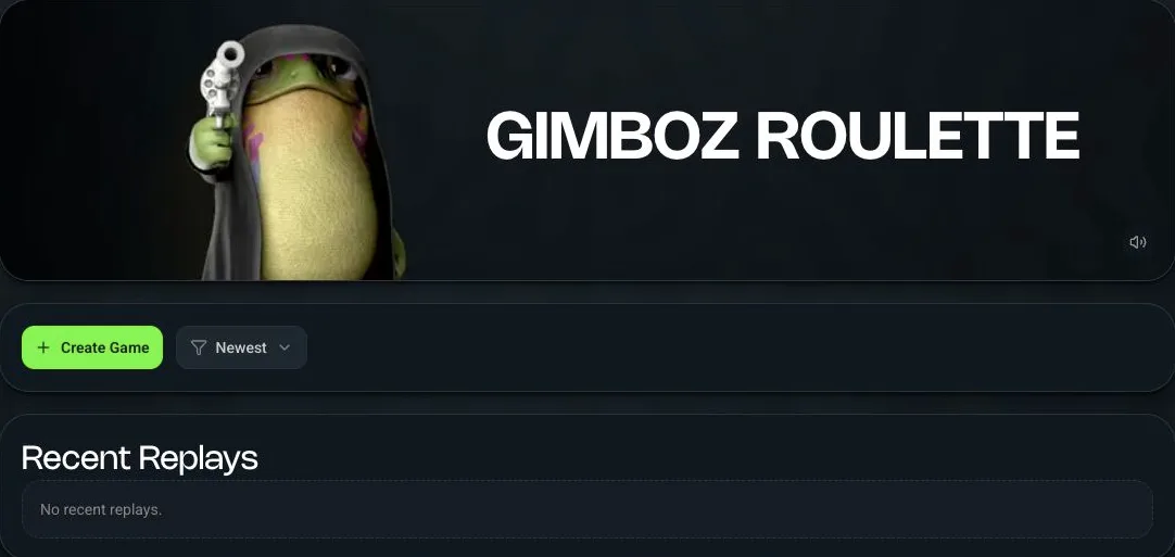 Gimboz Roulette: lobby screen captured from the supplied game page without playing.