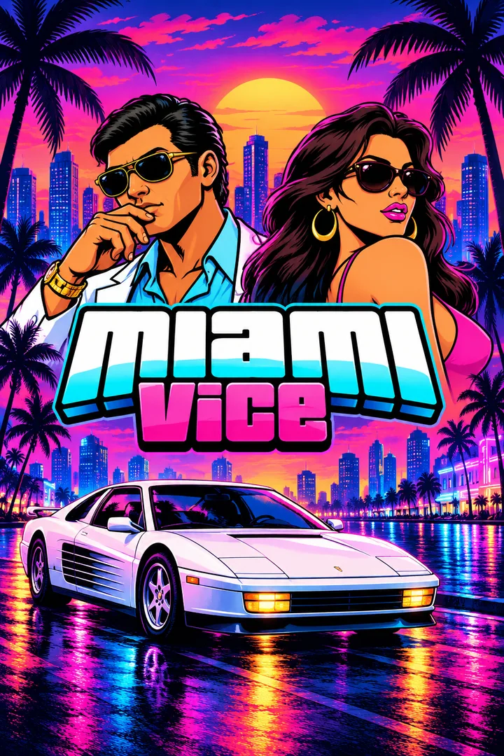 Miami Vice portrait cover adapted from the creator’s original artwork
