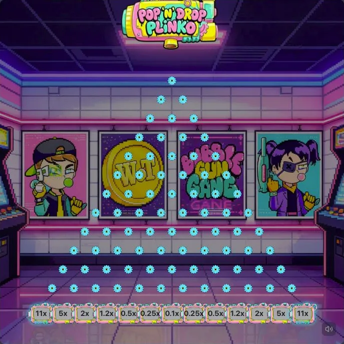 Pop n Drop Plinko: game interface captured from the supplied game page without playing.
