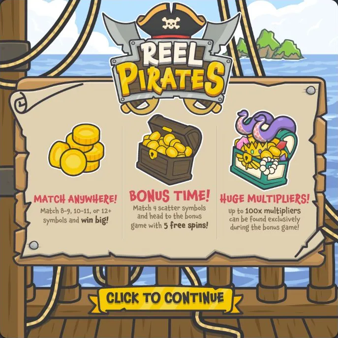Reel Pirates: opening screen captured from the supplied game page without playing.
