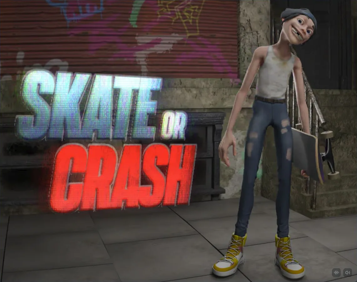 Skate or Crash: opening screen captured from the supplied game page without playing.