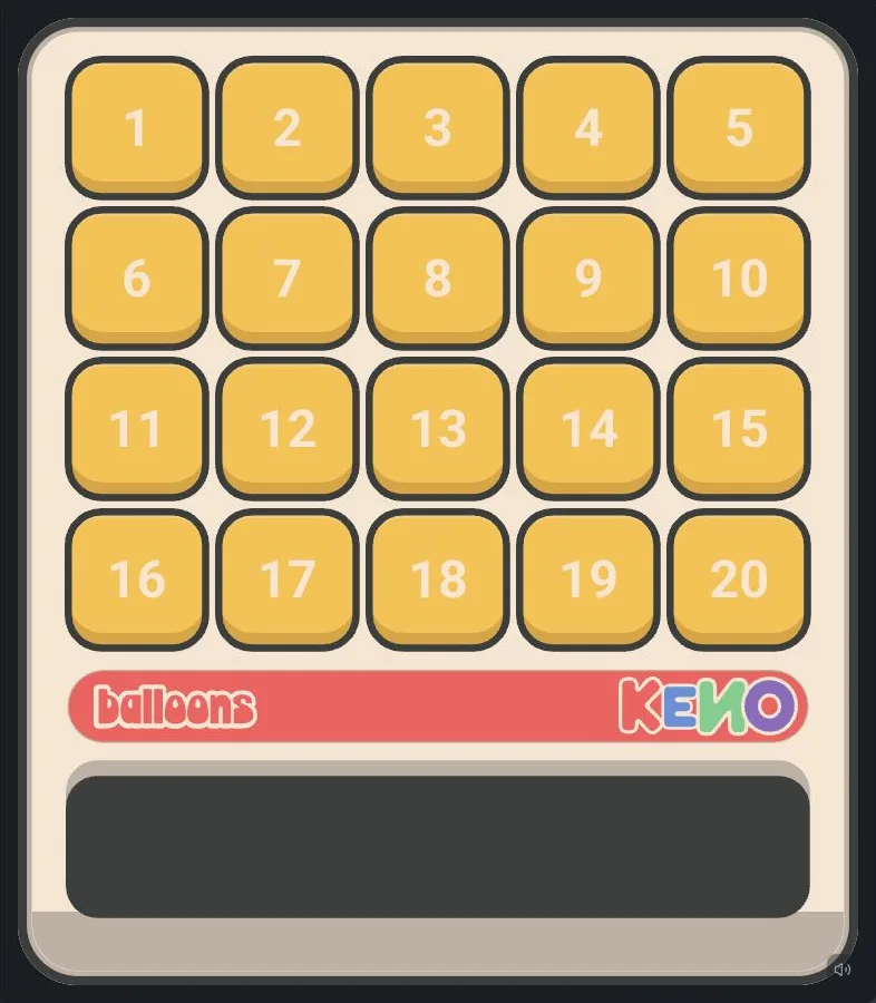 Speed Keno: game interface captured from the supplied game page without playing.