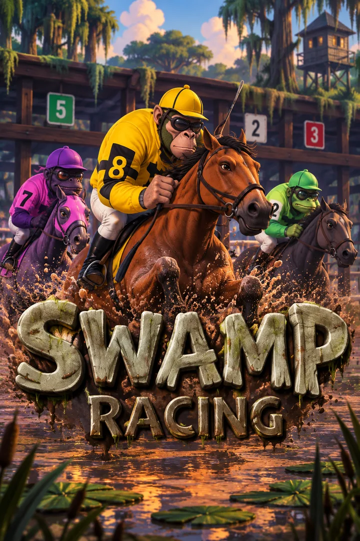 Swamp Racing portrait cover adapted from the creator’s original artwork