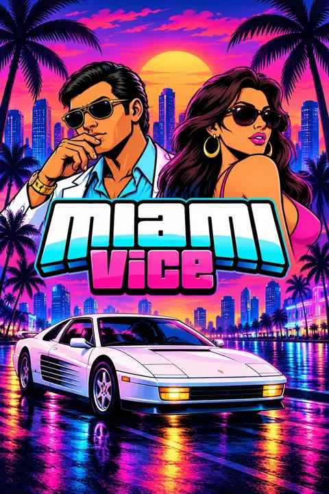 Miami Vice portrait cover adapted from the creator’s original artwork